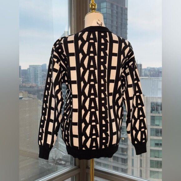 🆕 KARL LAGERFELD 🧿 NWT KARL Logomania Pullover Sweater, Black & White, Sz M - Picture 7 of 12